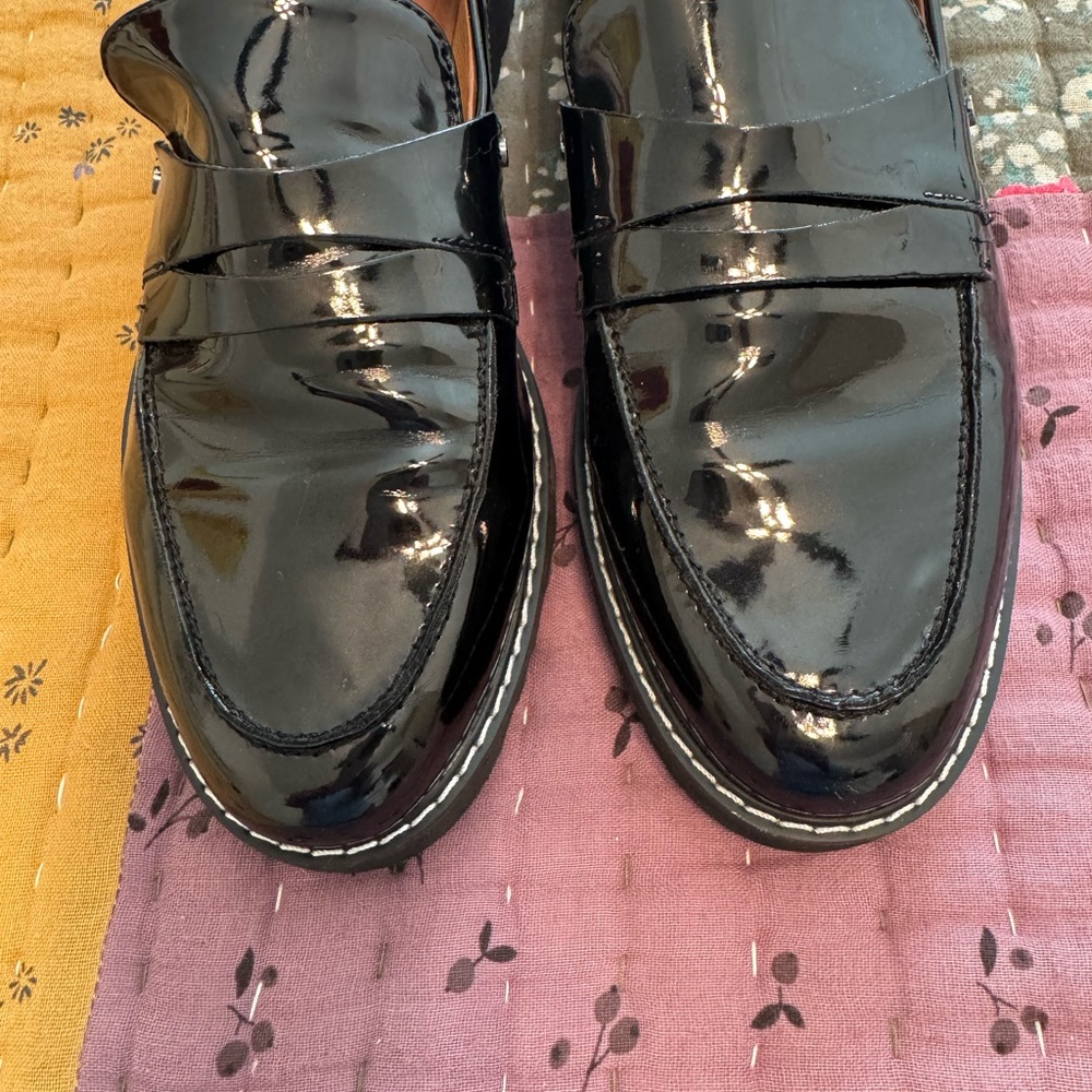 Franco Sarto Black Patent Leather Penny Loafers - Picture 2 of 6